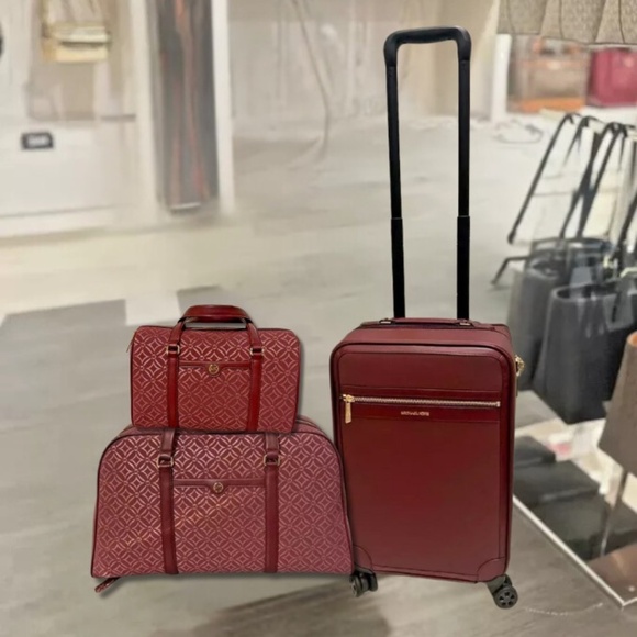 Michael Kors Travel Small Trolley Bag + Duffle Bag+XL Weekender Bag  (Oxblood) - Picture 1 of 16